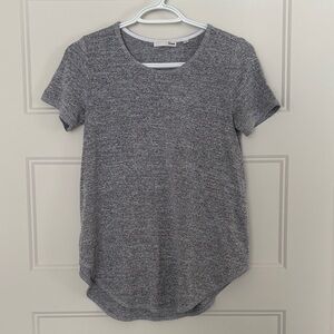 Wilfred Free Grey T-shirt with U shaped hem stretchy loose fit along the body.